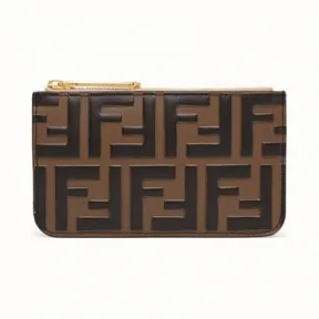 芬迪/Fendi 钥匙圈手拿包_棕色皮质手拿包 8AP151 A6C BF180F