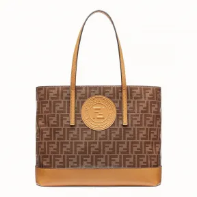 芬迪/Fendi SHOPPING LOGO_棕色皮革购物袋 8BH348 A5K 4F15WY