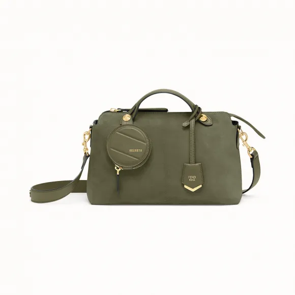 芬迪/Fendi BY THE WAY REGULAR_绿色仿麂皮波士顿包 8BL124 A8H HF17PL