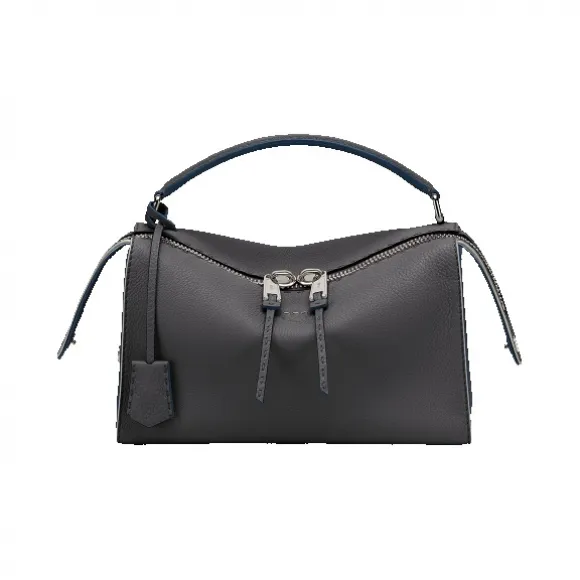 芬迪/Fendi LEI BAG SELLERIA_灰色罗马皮革波士顿包 8BL137 NDU F0QN0
