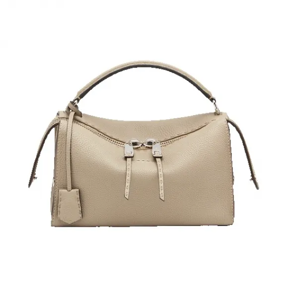 芬迪/Fendi LEI BAG SELLERIA_麻绳色Selleria波士顿手提包 8BL137 NDU F0TX9