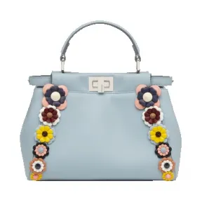 芬迪/Fendi 女士粉蓝色Mini Peekaboo手袋软皮包袋 8BN244 2SV F02IB