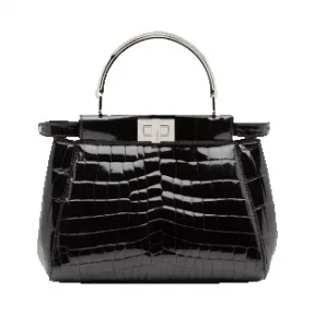 芬迪/Fendi 女士黑色MINI PEEKABOO鳄鱼皮包袋 8BN244 5RP F0GXN