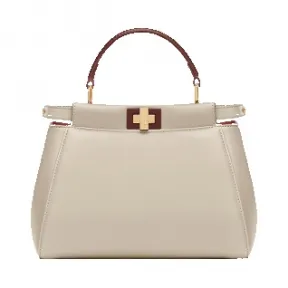 芬迪/Fendi 灰粉色MINI PEEKABOO软羊革手提包 8BN244 68H F02T5