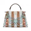 芬迪/Fendi 女士棕色和浅蓝色MINI PEEKABOO帆布包袋 8BN244 9GP F02EZ