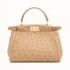 芬迪/Fendi PEEKABOO MINI_棕色鸵鸟皮手袋 8BN244 A1A CF0QVK