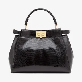 芬迪/Fendi PEEKABOO MINI_黑色蜥蜴皮手袋 8BN244 A7S LF0KUR