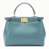 芬迪/Fendi PEEKABOO MINI_浅蓝色皮革手袋 8BN244 K4P F1808