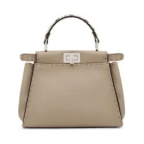 芬迪/Fendi PEEKABOO ICONIC MINI鸽灰色Selleria手提包-女士手袋-FENDI芬迪官网 8BN244N8KF04YB-8059718959423