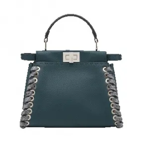 芬迪/Fendi 女士绿色MINI PEEKABOO皮革包袋 8BN244 SVY F04YD