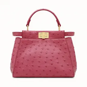 芬迪/Fendi PEEKABOO MINI_红色鸵鸟皮手袋。 8BN244 U9D F0L16