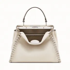 芬迪/Fendi PEEKABOO REGULAR_白色皮革手袋 8BN290 8AV F13FT