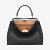 芬迪/Fendi PEEKABOO REGULAR_黑色罗马皮革手袋 8BN290 Q0J F0E66
