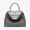 芬迪/Fendi PEEKABOO REGULAR_灰色罗马皮革手袋 8BN290 Q0J F0N9A