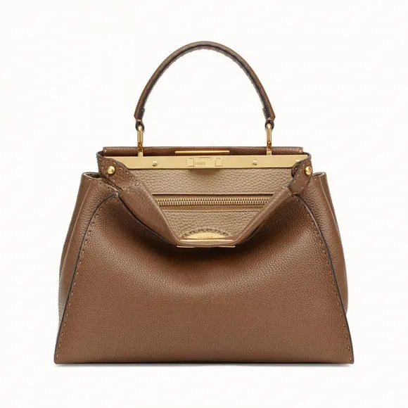 芬迪/Fendi PEEKABOO REGULAR_棕色皮革手袋 8BN290 SMT F1800