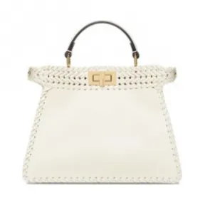 芬迪/Fendi Peek-A-Boo Icy You 小号白色皮包装饰缝线 8BN327AHVYF0K7E 8056867725558