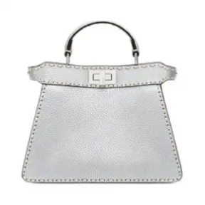 芬迪/Fendi Peek-A-Boo Icy You 小号银色全粒面皮包 8BN327AJGMF1HCL 8054321235988