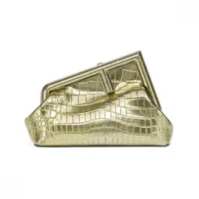 芬迪/Fendi  Fendi First Small - 金属效果酸绿鳄鱼皮包 8BP129AMD3F1J3R