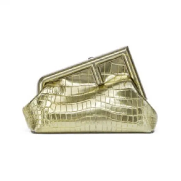 芬迪/Fendi  Fendi First Small - 金属效果酸绿鳄鱼皮包 8BP129AMD3F1J3R