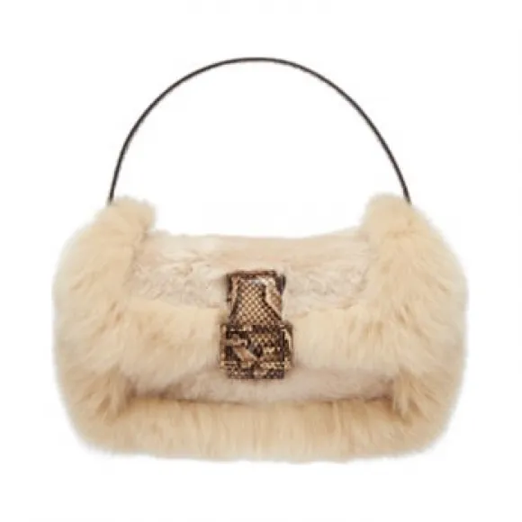 芬迪/Fendi Baguette 1997 - 米色羊皮和狐狸皮包 8BR792AHVQF1FWU 8056867607991
