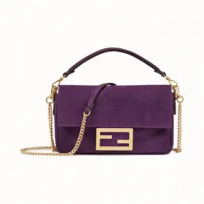 芬迪/Fendi 紫色麂皮手袋 8BS017A7SDF180V