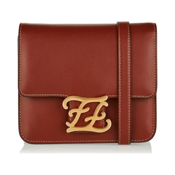 芬迪/Fendi KARLIGRAPHY 啡色 牛皮 女士 斜挎包 8BT317AAIWF1A15