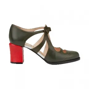 芬迪/Fendi 女士草绿色高跟鞋皮革鞋履 8I3918 Q7N F09JY