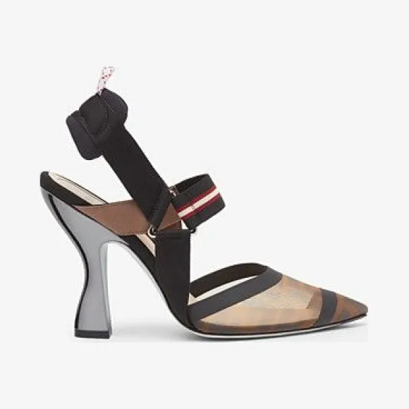 芬迪/Fendi 船形高跟鞋_拼色高科技网眼布露跟鞋 8J6711 A64 0F1OTR