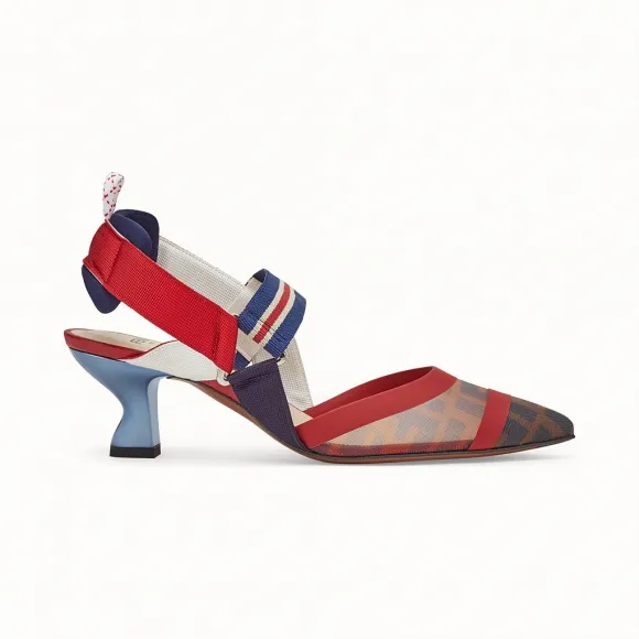 芬迪/Fendi 船形高跟鞋_拼色高科技网眼布露跟鞋 8J6716 A2D 7F15V2