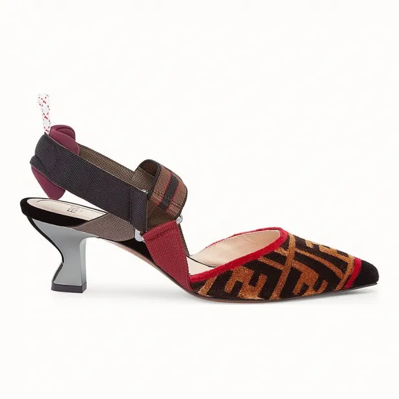 芬迪/Fendi 船形高跟鞋_拼色布料露跟鞋 8J6792 A3S KF13N6