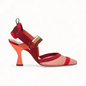 芬迪/Fendi 船形高跟鞋_红色网眼布后跟搭带 8J6851 A83 FF17LQ