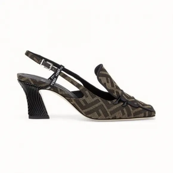 芬迪/Fendi 拼色布料露跟鞋 8J7001A84HF16Z7