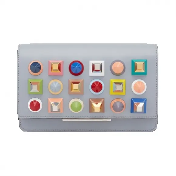 芬迪/Fendi 女士灰色WALLET ON CHAIN皮革小型皮具 8M0346 SR0 F06R4