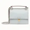 芬迪/Fendi KAN I SMALL_灰色皮革迷你手袋 8M0381 A18 QF07ML