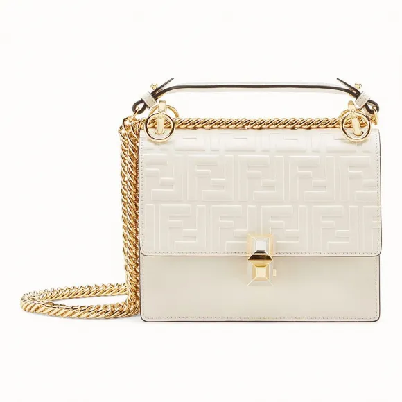 芬迪/Fendi KAN I SMALL_白色皮质迷你手袋 8M0381 A41 7F0VWM