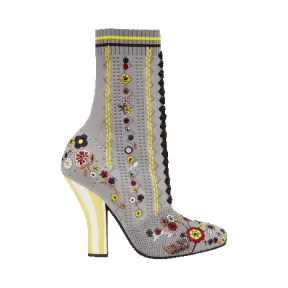 芬迪/Fendi 女士钢灰色Rockoko靴纱线鞋履 8T6514 3S6 F09OV