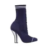 芬迪/Fendi 女士海军蓝色BOOTS纱线靴子 8T6514 OD8 F08UN