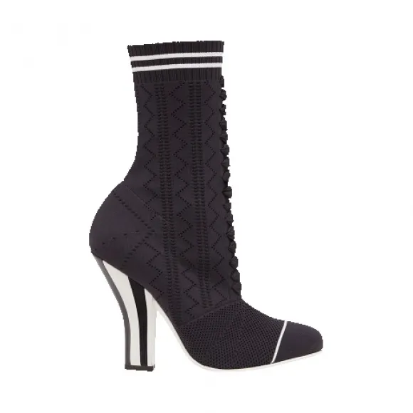 芬迪/Fendi 靴子_黑色和白色布料靴子 8T6514 OD8 F0KJR