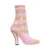 芬迪/Fendi 女士绣球粉色BOOTS纱线靴子 8T6514 ODC F09HK