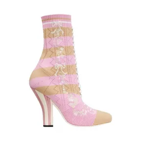 芬迪/Fendi 女士绣球粉色BOOTS纱线靴子 8T6514 ODC F09HK