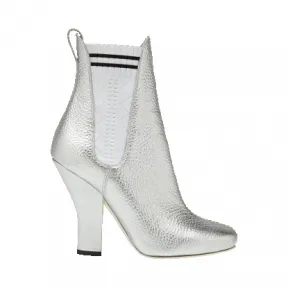 芬迪/Fendi 女士银色及踝靴皮革鞋履 8T6561 99N F09O0