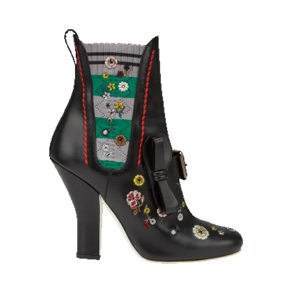 芬迪/Fendi 女士黑色及踝靴小牛皮鞋履 8T6597 3SE F07I7