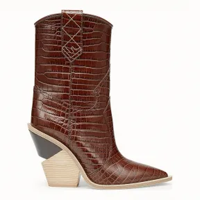 芬迪/Fendi 靴子_棕色皮质及踝靴 8T6783 TC3 F0QD5