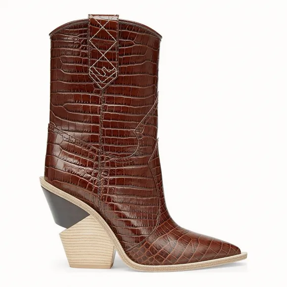 芬迪/Fendi 靴子_棕色皮质及踝靴 8T6783 TC3 F0QD5