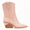 芬迪/Fendi 靴子_粉红色鳄鱼纹及踝靴 8T6785 TC3 F0QF7