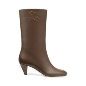 芬迪/Fendi Karligraphy - 棕色皮革中跟靴 8T8178AGDVF148R 