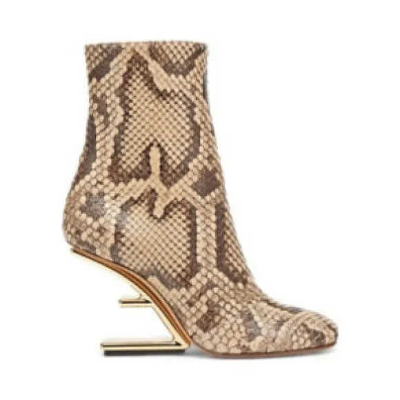 芬迪/Fendi Fendi First - 米色蟒蛇皮皮革高跟靴 8T8232AAEBF0HUZ 