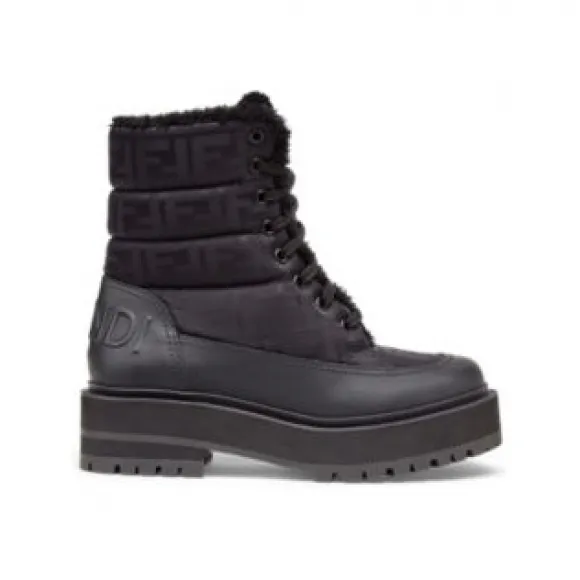 芬迪/Fendi 机车靴-黑色皮革骑士机车靴-女士长靴及短靴 8T8245AKXQF150G 8056582041445