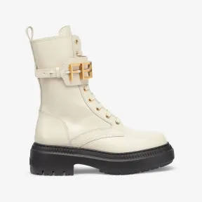 芬迪/Fendi Fendigraphy-白色皮革机车靴-女士长靴及短靴 8T8355AKY6F1IEM 8056582095035