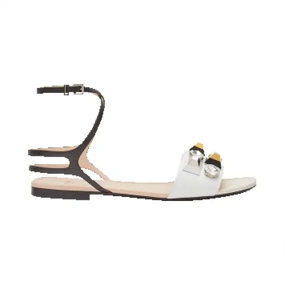 芬迪/Fendi 白色FLAT SANDALS皮革凉鞋 8X5241 5TA F091X